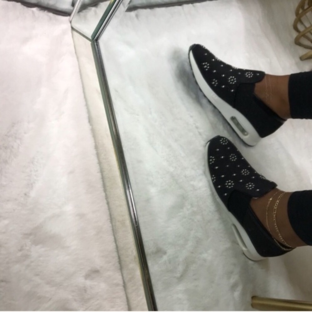 NWT! Black w/ Silver Stud Details Slip-On Sneaker - Picture 5 of 8